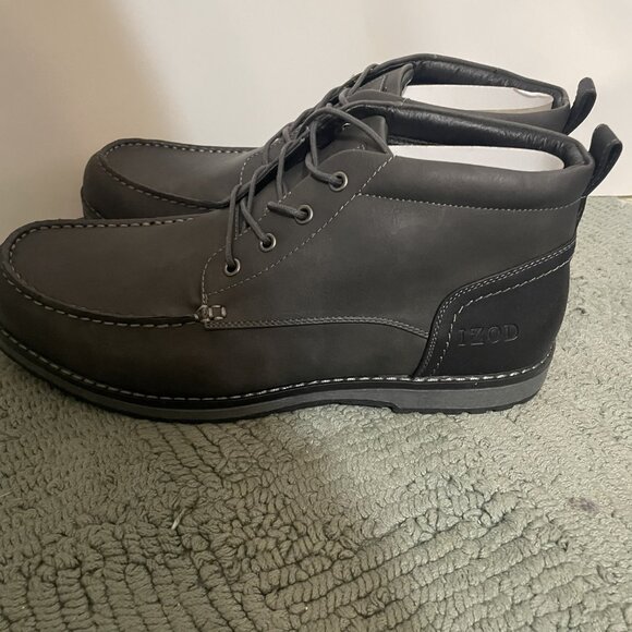 IZOD Men's Larsson Boots Charcoal Size: 13 Memory Foam Lace up - Picture 4 of 5